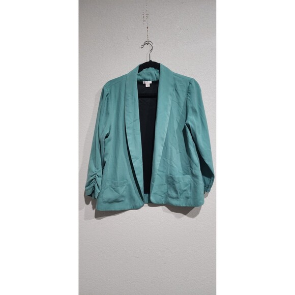 Xhilaration Blazer Jacket Blazer Women's L Green Open Front Pockets Office - Picture 1 of 11
